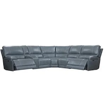 Leather Match Power Sectional Sofa with 3 Recliners